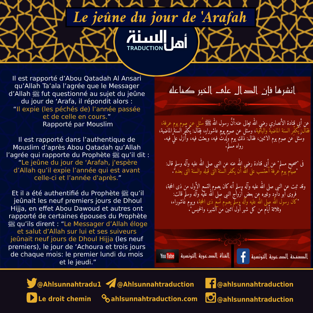 Le mérite du jeûne du jour de ‘Arafah.