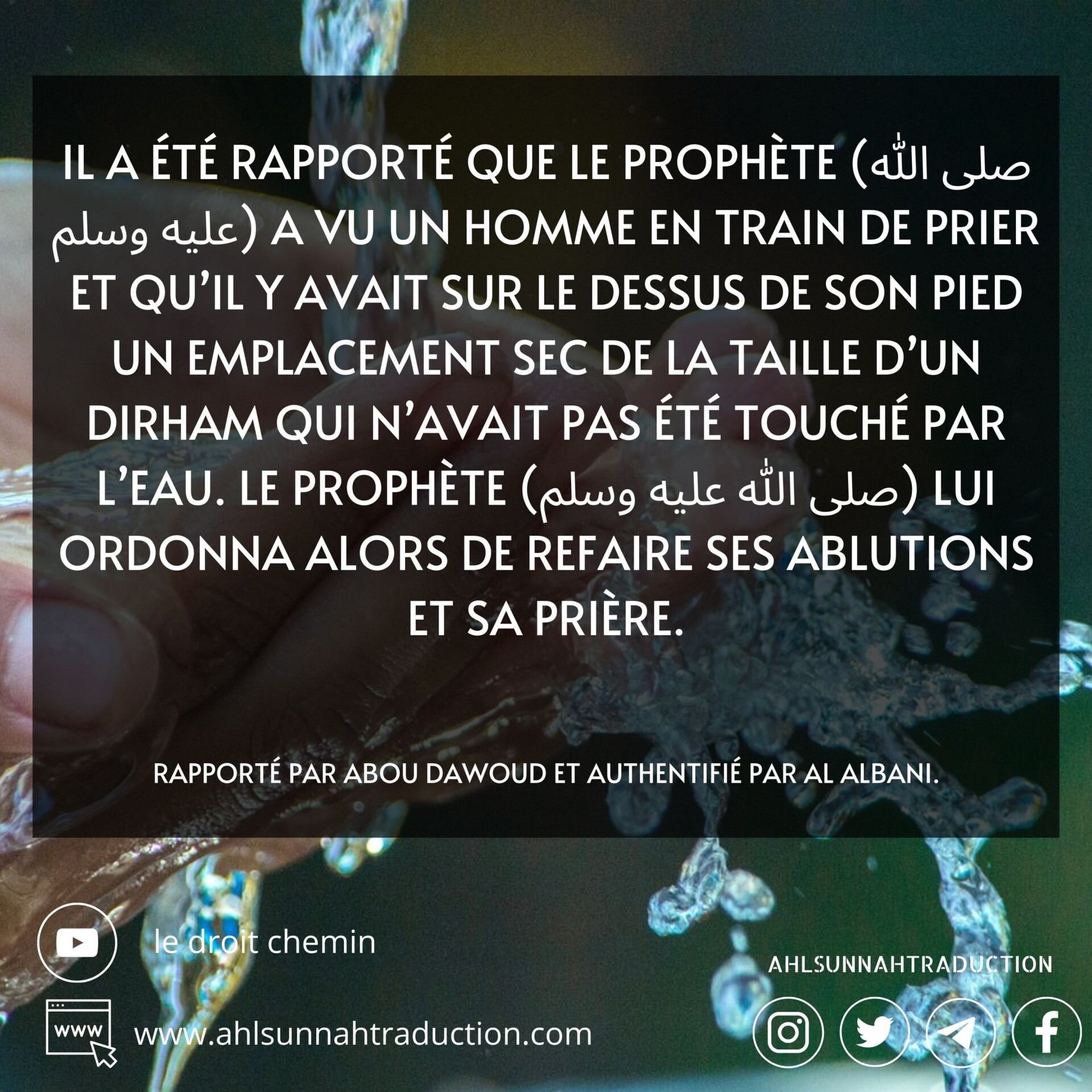 L&rsquo;invalidité des ablutions de celui qui ne lave pas l&rsquo;entièreté de ses membres.